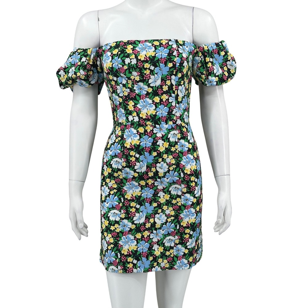 Maje Dress Womens 1 Small Rapy Floral Mini Off the Shoulder Puff Sleeve Spring
